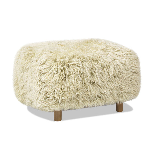 Enchante - New Zealand Sheepskin Rectangular Accent Ottoman - Taupe / Natural