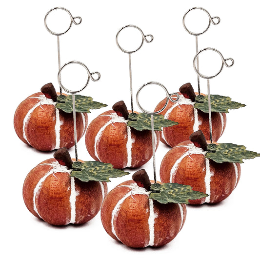 Polystone Pumpkin Name Card Holder - Orange