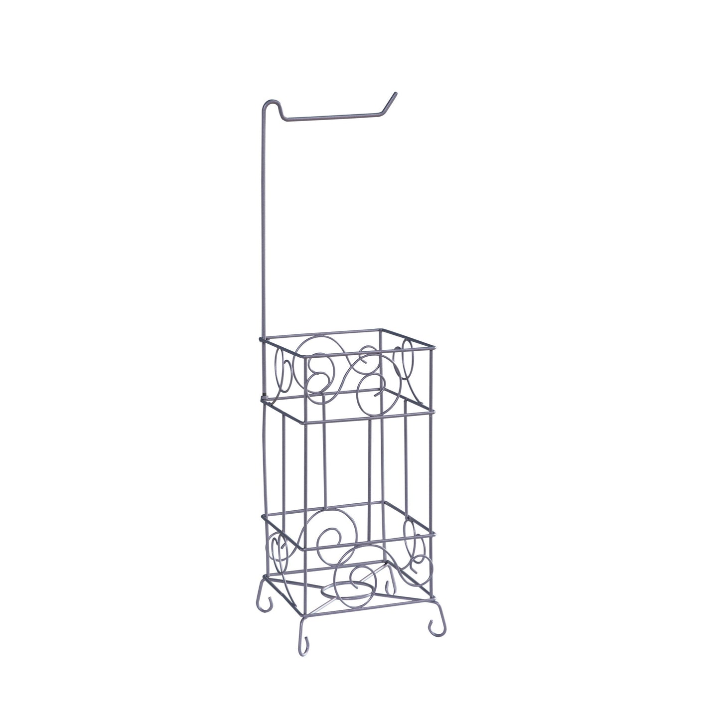 Metal Frame Toilet Paper Holder Stand, Bathroom Tissue Organizer