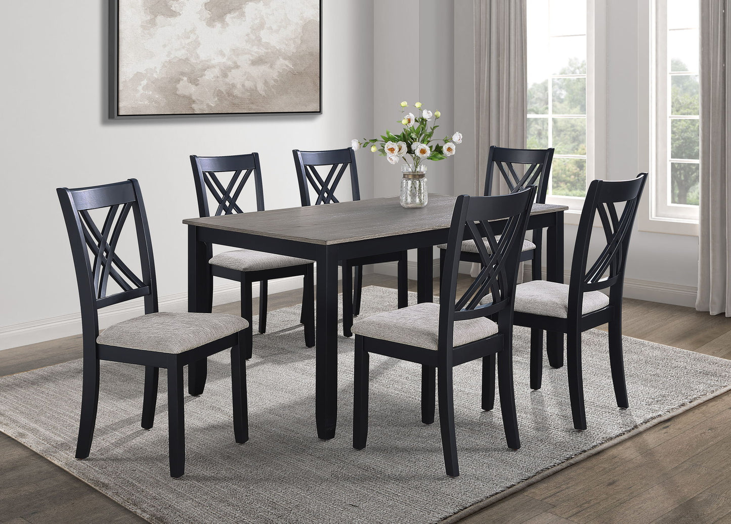 Eloise - 7 Piece Dinette Set - Charcoal / Gray