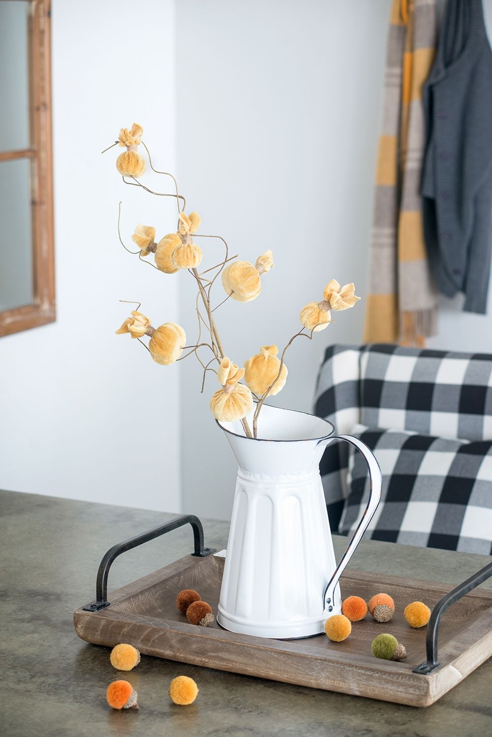Pumpkin Spray, Botanicals Decor For Harvest Festival Fall Festival & Thanksgiving Table Decorations (Set of 6) - Yellow