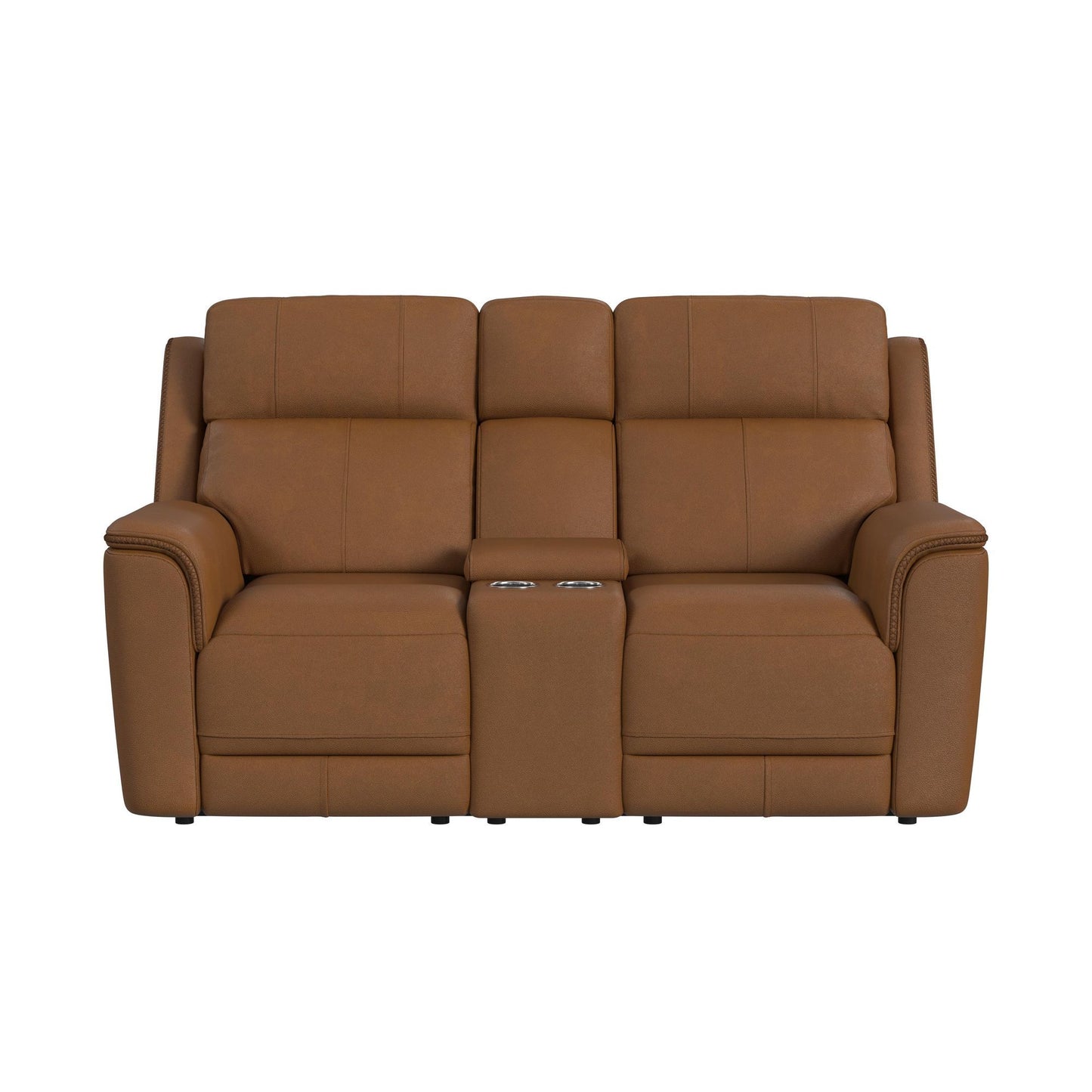 Mustang - Power Motion Loveseat With Console, Power Headrest And Lumbar - Butternut