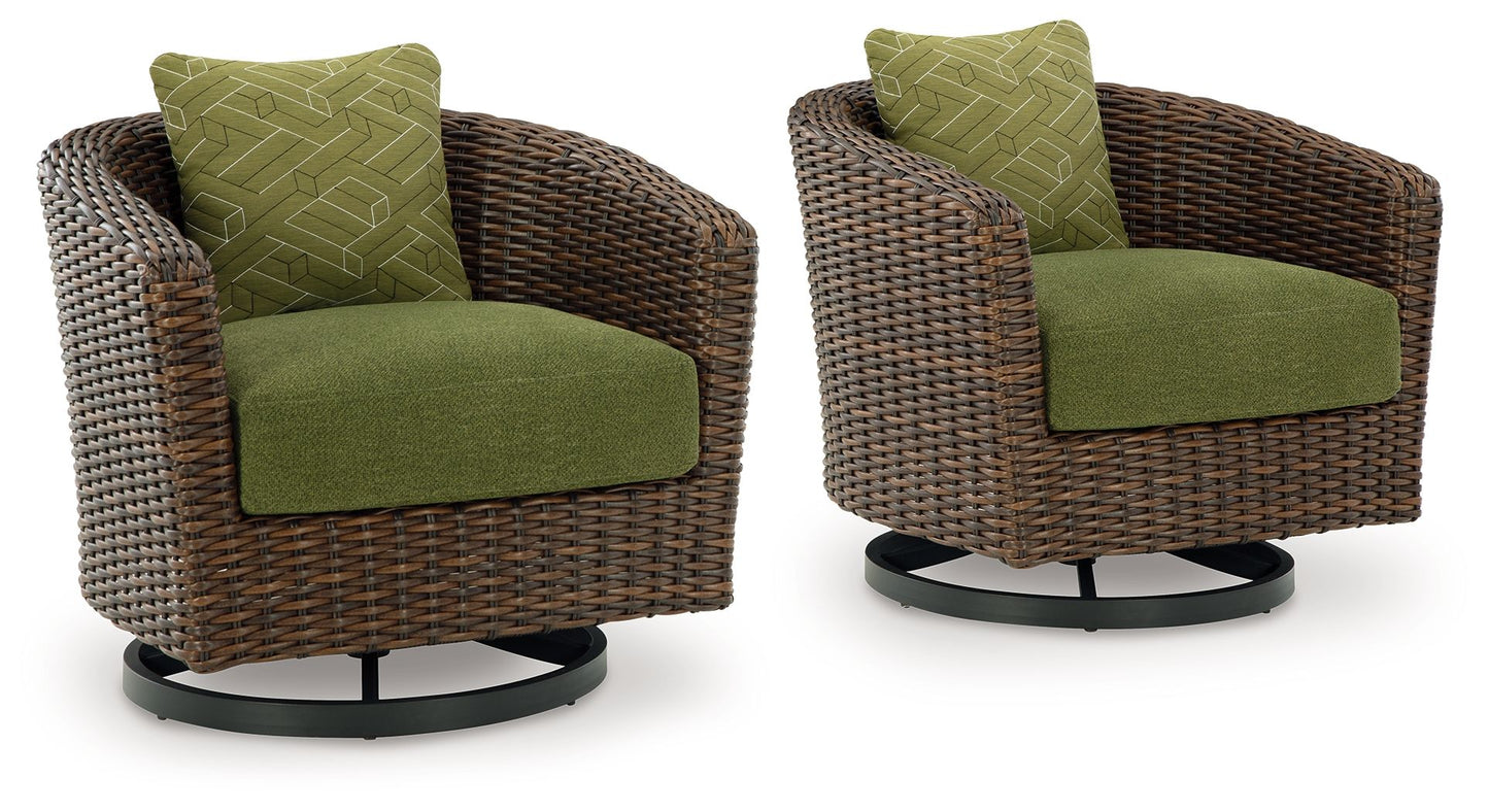 Horizon Hall - Swivel Lounge With Cushion - Brown / Green