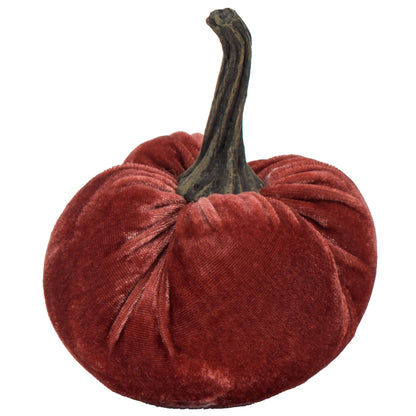 Velvet Weighted Pumpkin With Resin Stem, Pumpkin Ornament Decor For Holiday Harvest Festival Fall Festival & Thanksgiving (Set of 4)