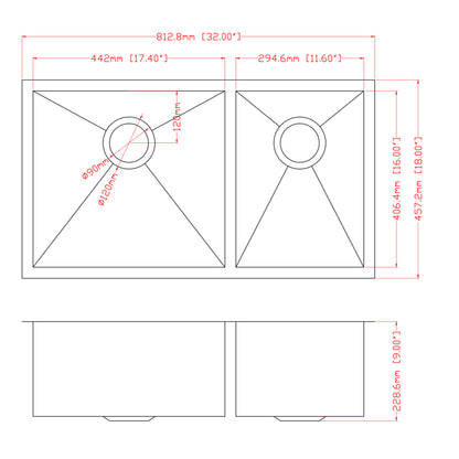 Modern Double Bowl Undermount Kitchen Sink 50 / 50 Design Stainless Steel