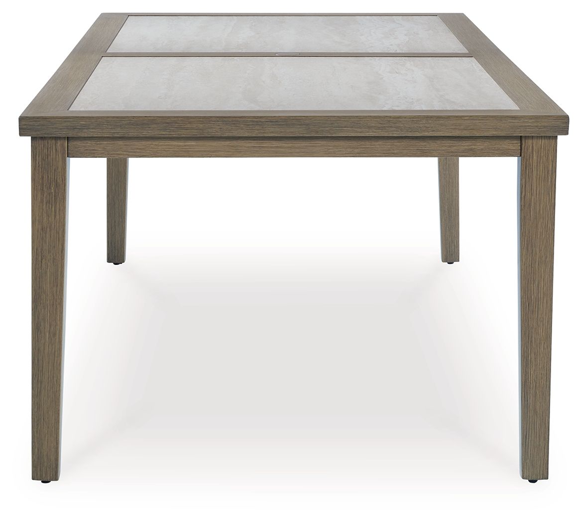 Rainier Ranch - Rectangle Dining Table With Umbrella Option - Brown / Beige