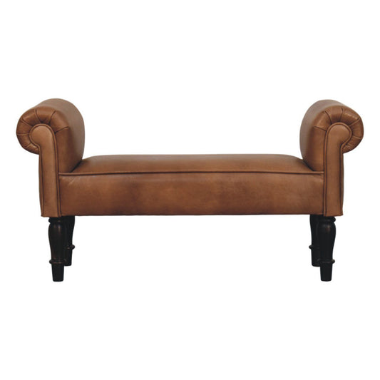 Buffalo - Leather Rolled Arms Bench - Brown