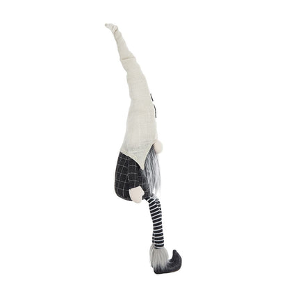 Sitting Gnome With Ghost Hat, For Halloween Decor - Black White
