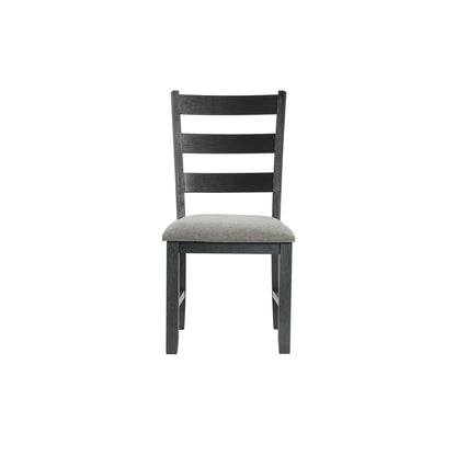 Martin - Dining Side Chair With Gray Fabric (Set of 2) - Black Finish
