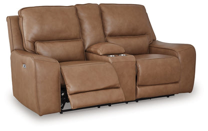 DeepWakes - Power Reclining Loveseat / Console / Adjustable Headrest - Caramel
