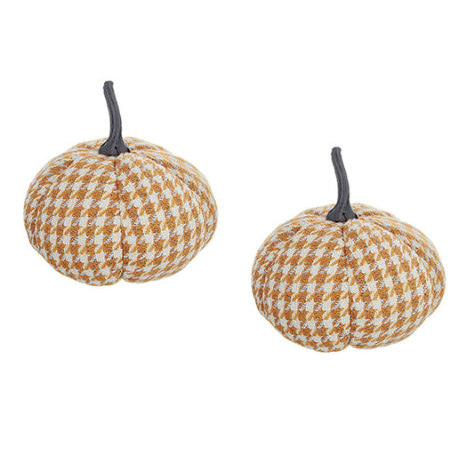 Pumpkin Ornament Decor For Holiday Harvest Festival Fall Festival & Thanksgiving (Set of 2) - Orange / White