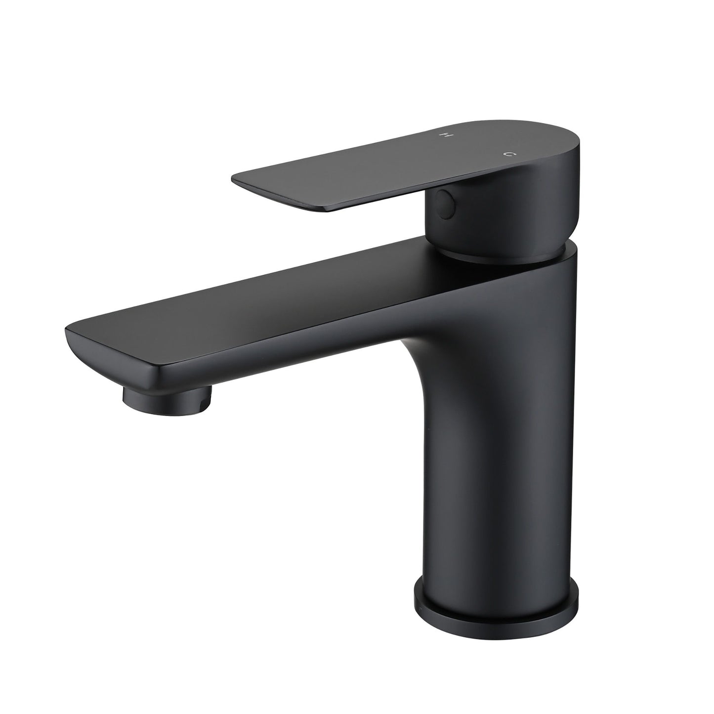 Modern Bathroom Sink Faucet Single Handle Brass Countertop Mount - Matte Black