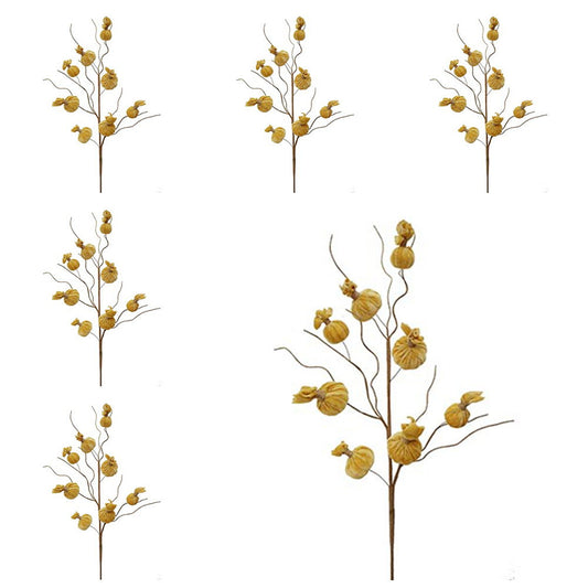 Pumpkin Spray, Botanicals Decor For Harvest Festival Fall Festival & Thanksgiving Table Decorations (Set of 6) - Yellow
