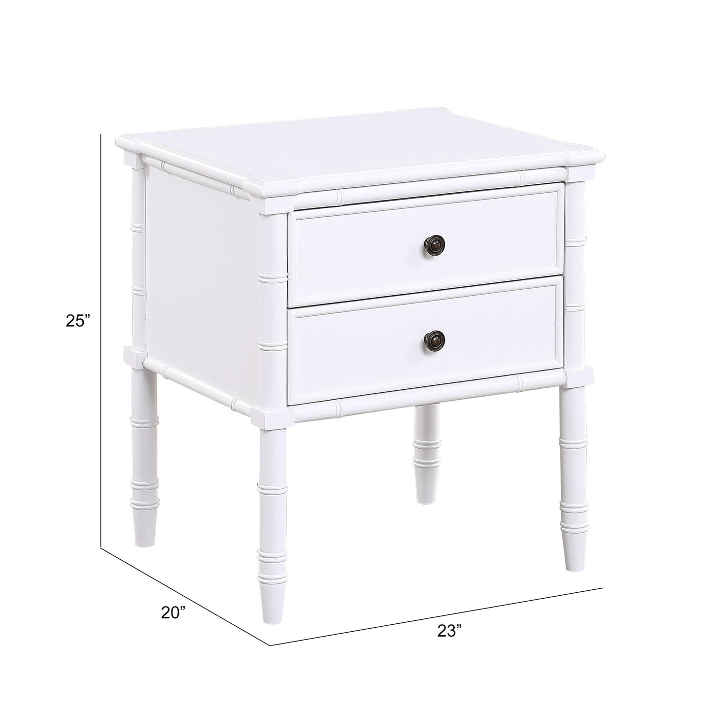 Emmett - 2 Drawer Nightstand With Carved Legs - White