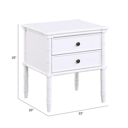 Emmett - 2 Drawer Nightstand With Carved Legs - White