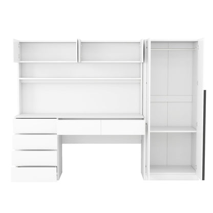 2 Door Storage Desk Wardrobe For Bedroom With Shelves And Drawers