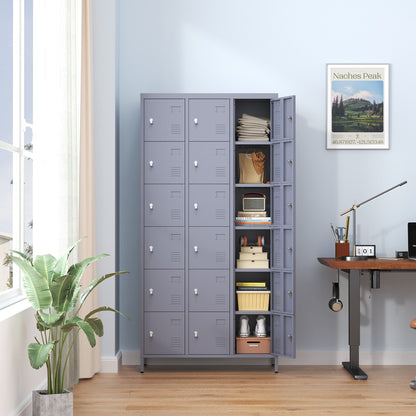 Lockers 18 Door With Lock For Employees, Storage Cabinet For Home Gym Office School Garage - Gray