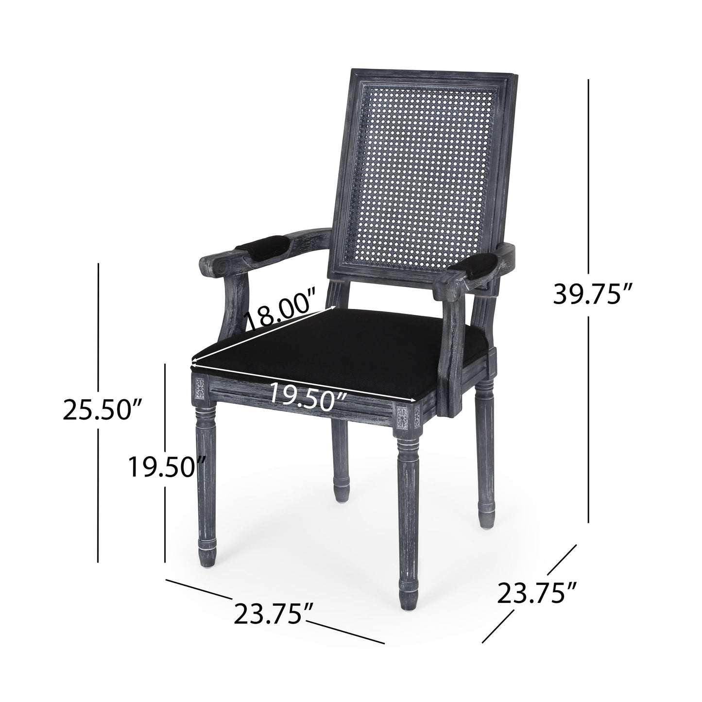 Elegant French Country Style Dining Chair With Cane Backrest