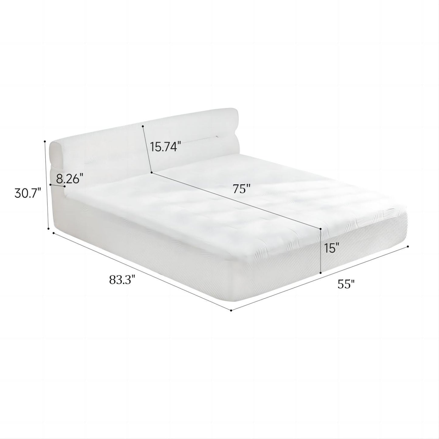 Full Mattress & Bed Frame With Cool, Innovative All In One, Pressure Relief, Motion Isolation - White