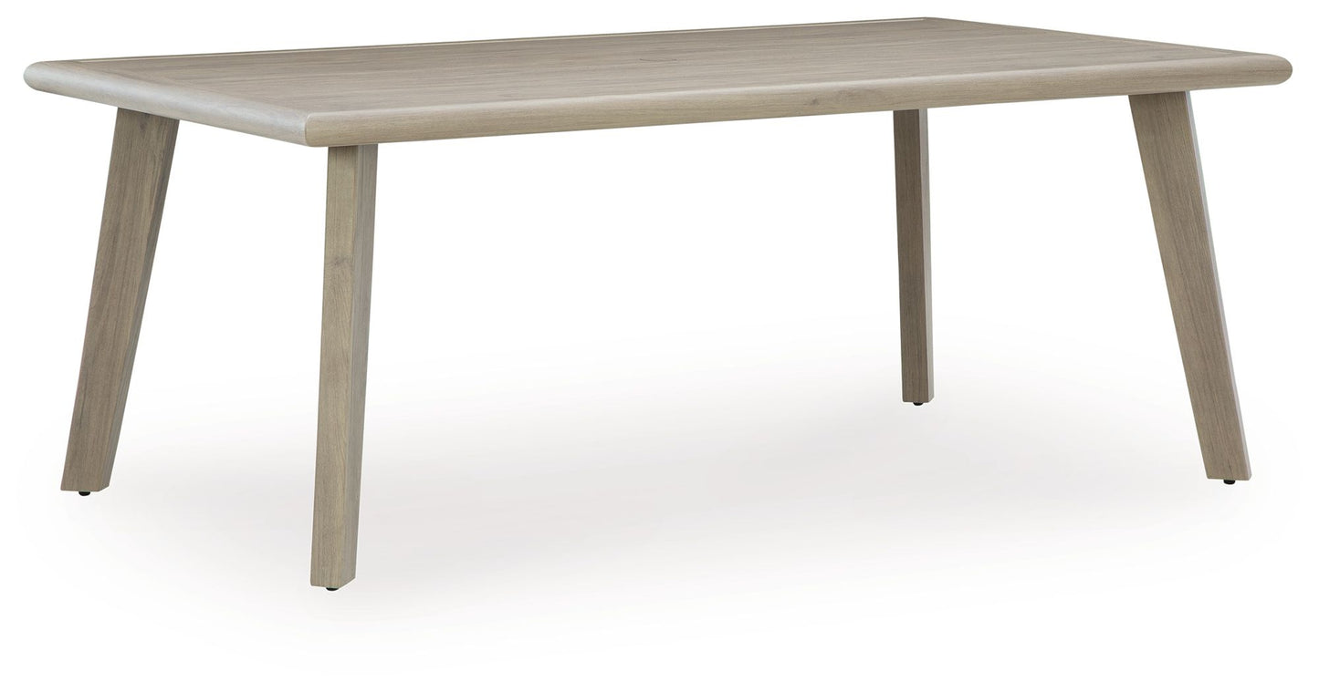 Cliff Trails - Rectangle Dining Table With Umbrella Option - Beige