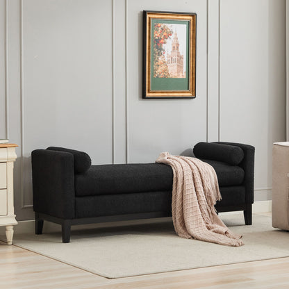 Elegant Upholstered Bench With 2 Bolster Pillows