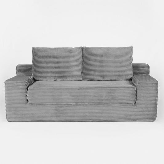 Loveseat Sofa, Comfortable Deep Seat Sofa Bed, Modern Small Corduroy Couch For Living Room Bedroom,Reversible Cushion With Pillows,No Assembly Required,Dark Gray