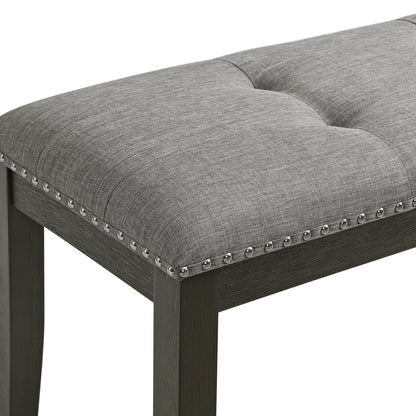 Everdeen - Bench With Gray Fabric and Nail Heads - Charcoal