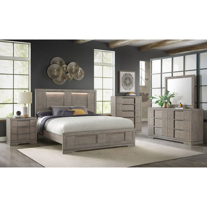 Kelis - 4 Piece Bedroom Set With Queen Panel Bed And LED - Gray
