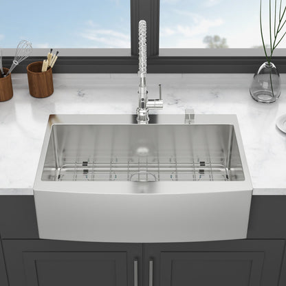 Farmhouse Style Topmount Apron Front Kitchen Sink With Easy Maintenance In Stainless Steel - Black