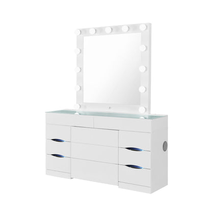 Elisa - Vanity Set With Stool And LED Lights - White