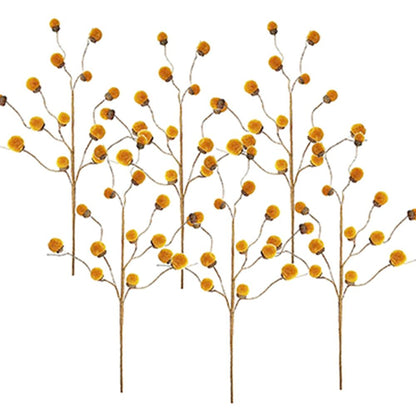 Acorn Spray, Botanicals Decor For Harvest Festival Fall Festival & Thanksgiving Table Decorations (Set of 6) - Yellow