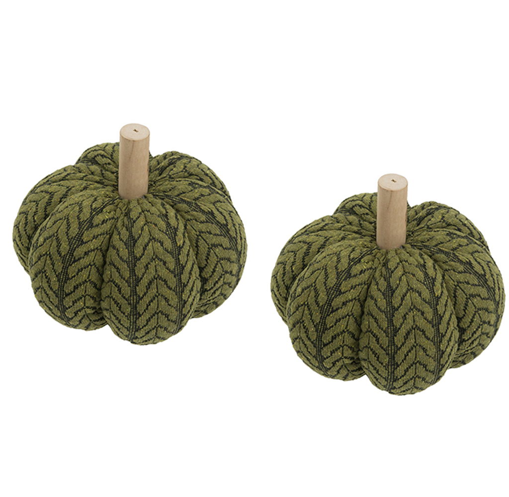 Pumpkin Ornament Decor For Holiday Harvest Festival Fall Festival & Thanksgiving (Set of 2) - Green