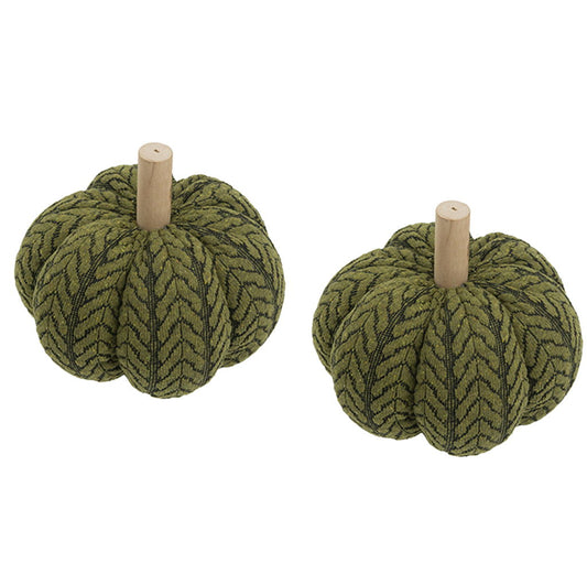 Pumpkin Ornament Decor For Holiday Harvest Festival Fall Festival & Thanksgiving (Set of 2) - Green