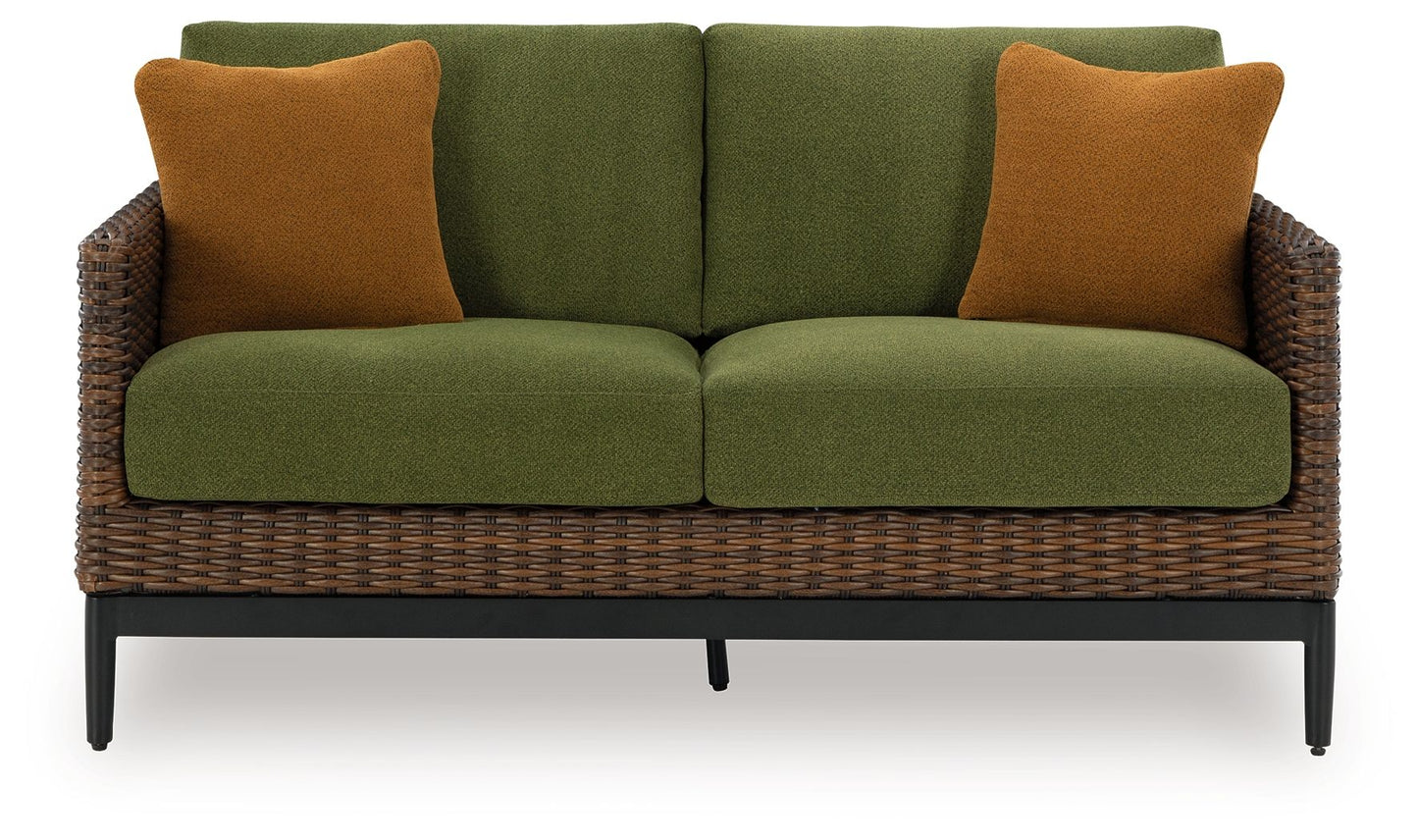 Horizon Hall - Loveseat With Cushion - Brown / Green