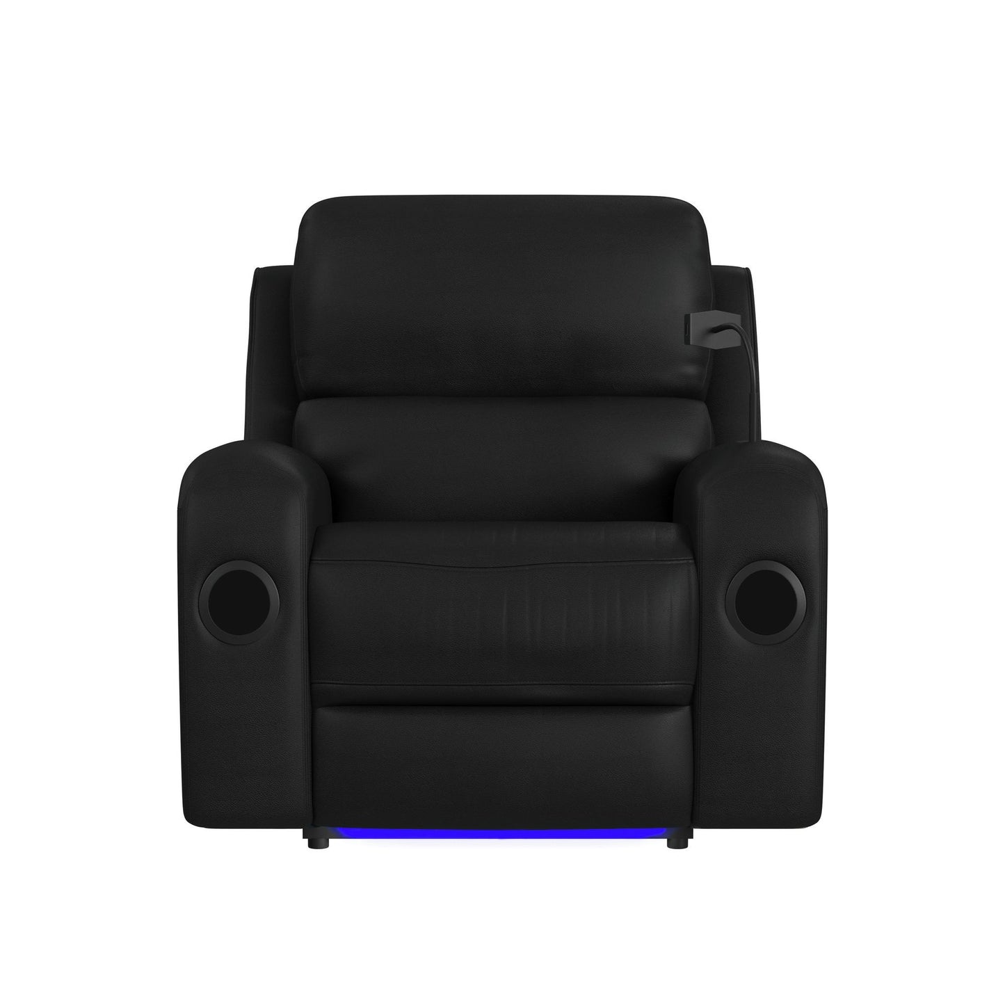 Euphora - P3 Power Glider Recliner With Heat Massage, Music, Ipad Holder With Wireless Charger, USB - Black