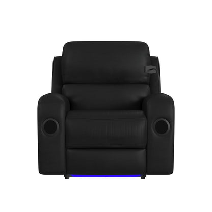 Euphora - P3 Power Glider Recliner With Heat Massage, Music, Ipad Holder With Wireless Charger, USB - Black