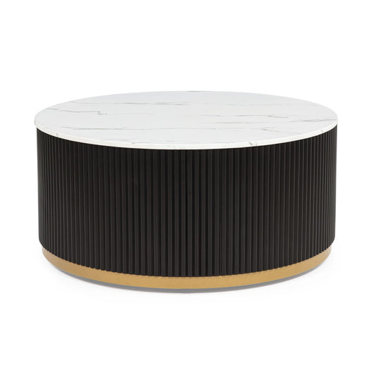 Kara - Coffee Table With Casters - Black / White