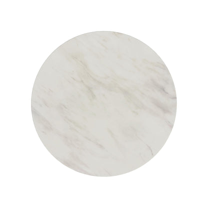Sylvie - Round Table With White Faux Marble Top And Base