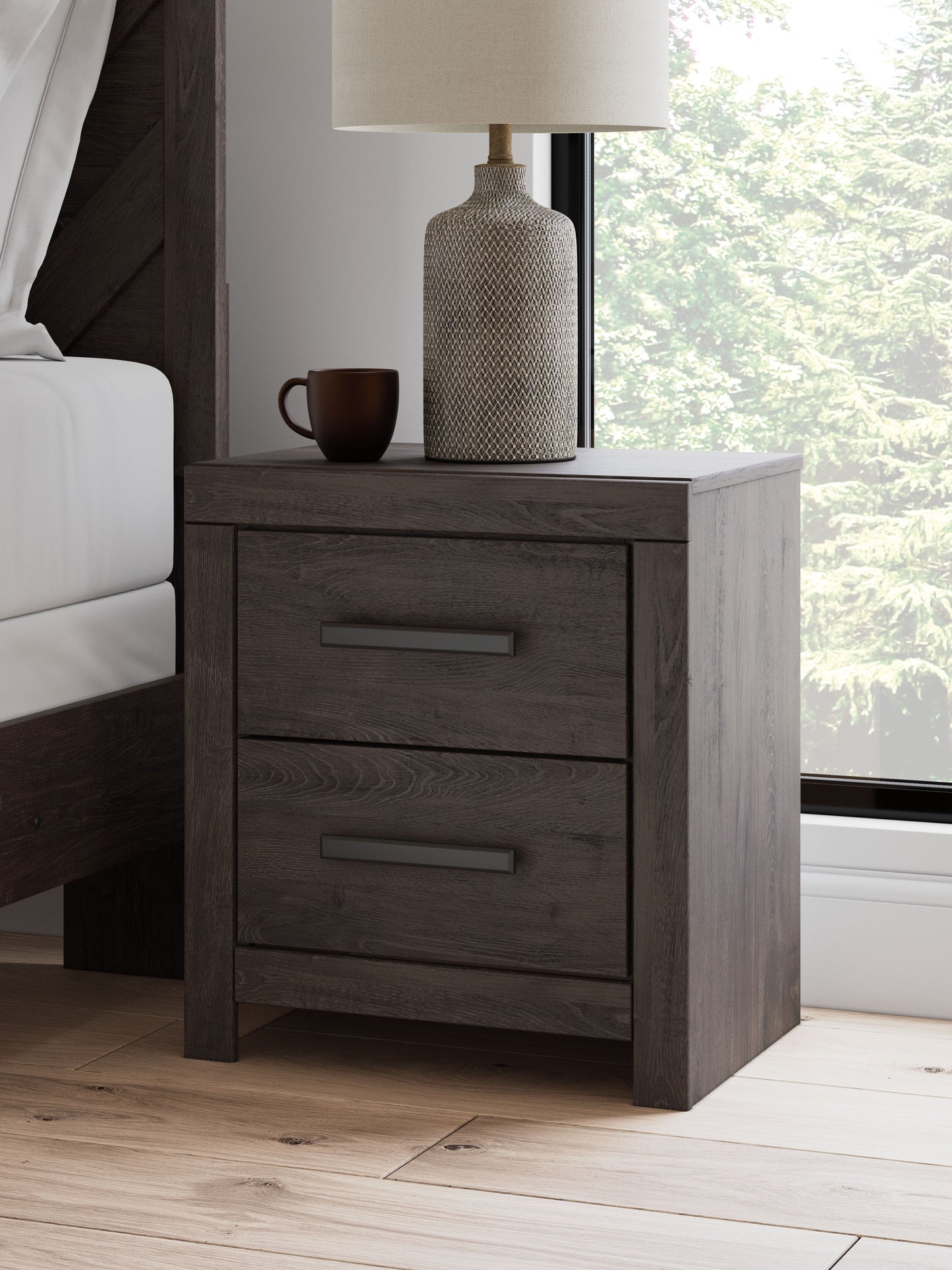 Prendonea - Two Drawer Night Stand - Charcoal