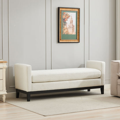 Elegant Upholstered Bench With 2 Bolster Pillows