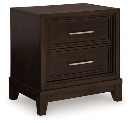 Neymorton - Two Drawer Night Stand - Dark Grayish Brown