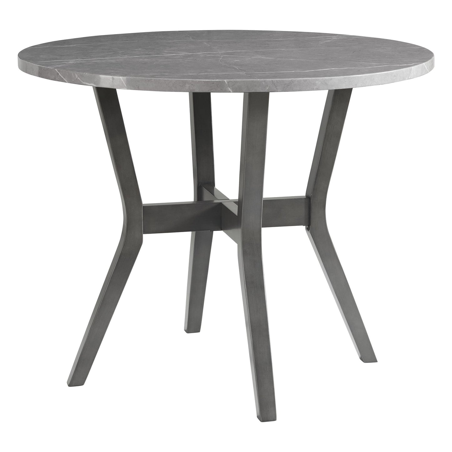 Ambridge - 5 Piece Round Counter Set With Faux Marble Top - Brushed Gray