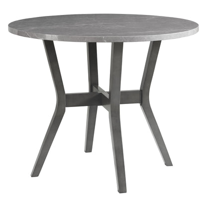 Ambridge - 5 Piece Round Counter Set With Faux Marble Top - Brushed Gray