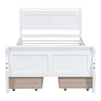Platform Bed Frame Mattress Foundation Sleigh Bed With Headboard / Footboard / Wood Slat Suppor