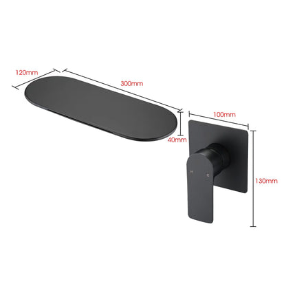 Modern Wall Mount Bathtub Faucet With Single Handle And Waterfall Spout - Matte Black