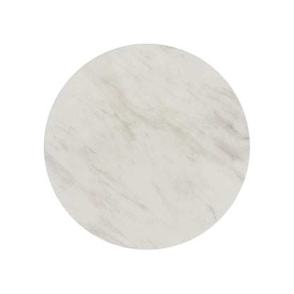 Sylvie - Round Dining Table (Top With Faux Marble And Base) - Dark Brown / White