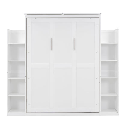 Wall Murphy Bed With Shelves And LED Lights