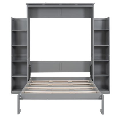 Wall Murphy Bed With Shelves And LED Lights