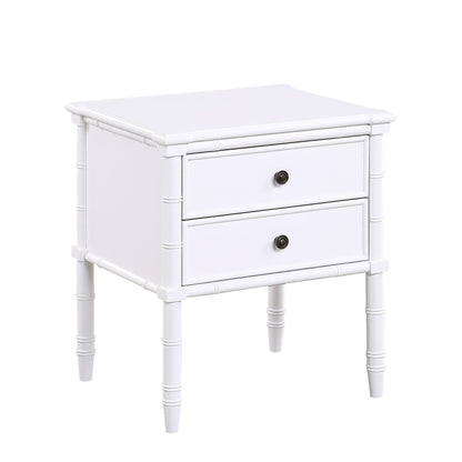 Emmett - 2 Drawer Nightstand With Carved Legs - White
