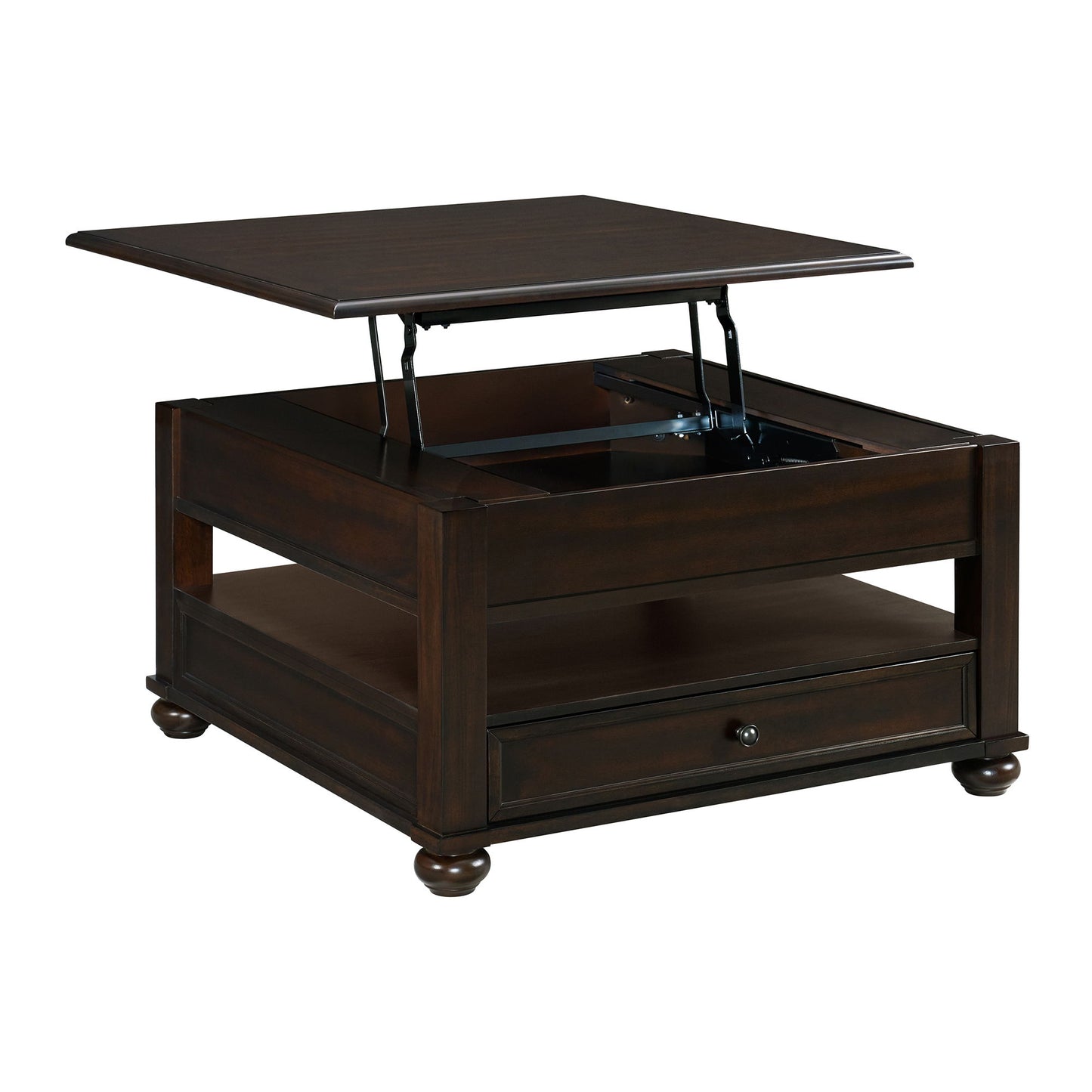 Wagner - Square Lift-Top Coffee Table With Casters - Cherry